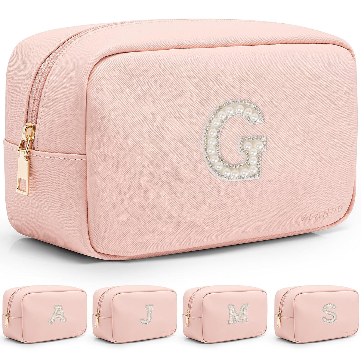 Makeup Bag for Toiletries with Separate Brush Storage,Apricot Pink
