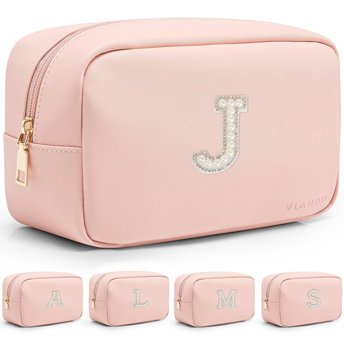 Makeup Bag for Toiletries with Separate Brush Storage,Apricot Pink