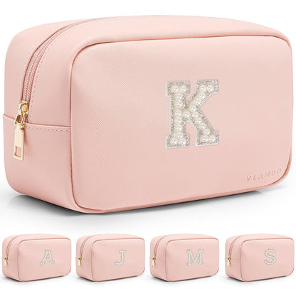 Makeup Bag for Toiletries with Separate Brush Storage,Apricot Pink