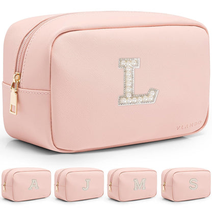 Makeup Bag for Toiletries with Separate Brush Storage,Apricot Pink
