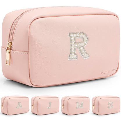 Makeup Bag for Toiletries with Separate Brush Storage,Apricot Pink