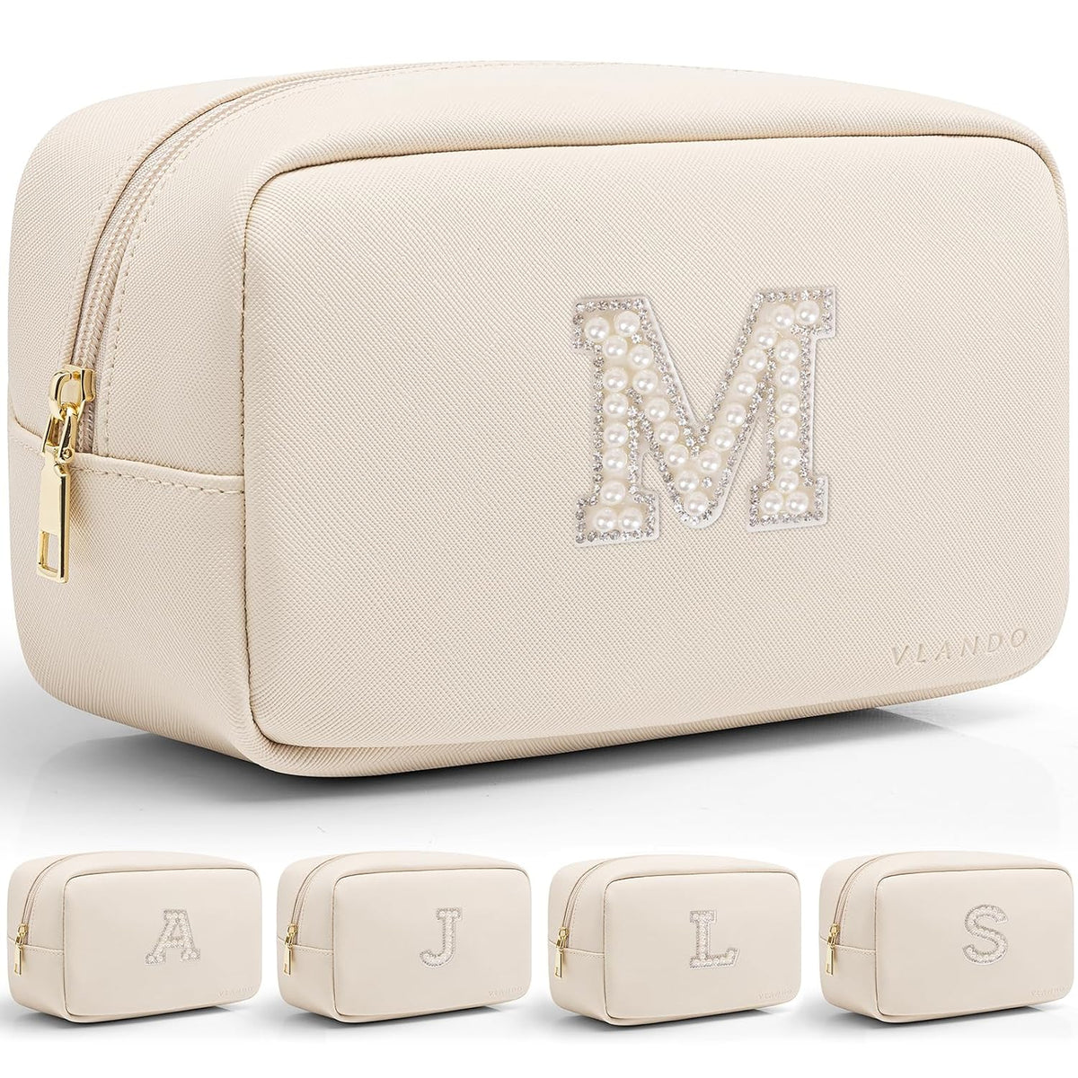Makeup Bag for Toiletries with Separate Brush Storage,Apricot Pink