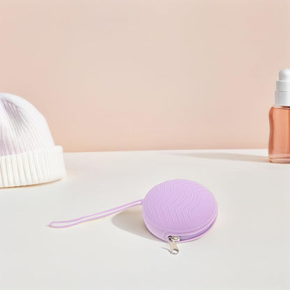 Silicone Case Holder Portable Soother Storage Box for Newborn Boys and Travel Protective Pacifier Bag in Mica Gray, Cherry Blossom Pink, and Lilac Purple