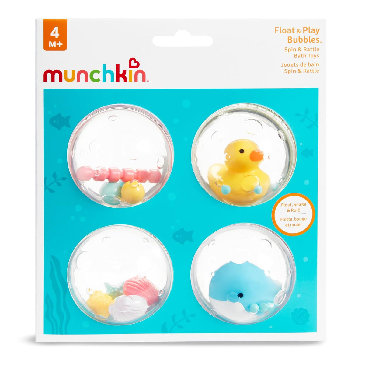 ® Rinse™ Shampoo Bath Rinser, Blue & ® Float & Play Bubbles™ Baby and Toddler Bath Toy, 4 Count