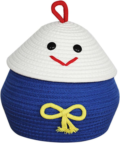Adorable Cartoon Storage Basket Cotton Rope Toy Organizer Lid for Boys and Girls Home Office