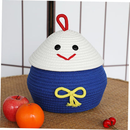Adorable Cartoon Storage Basket Cotton Rope Toy Organizer Lid for Boys and Girls Home Office