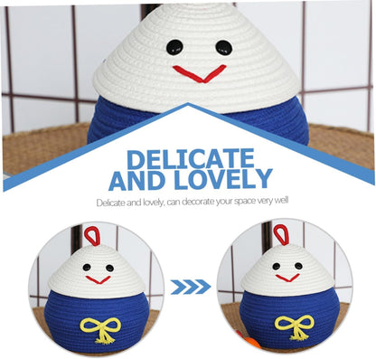 Adorable Cartoon Storage Basket Cotton Rope Toy Organizer Lid for Boys and Girls Home Office