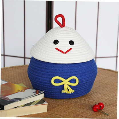Adorable Cartoon Storage Basket Cotton Rope Toy Organizer Lid for Boys and Girls Home Office