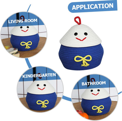 Adorable Cartoon Storage Basket Cotton Rope Toy Organizer Lid for Boys and Girls Home Office