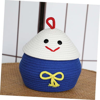 Adorable Cartoon Storage Basket Cotton Rope Toy Organizer Lid for Boys and Girls Home Office