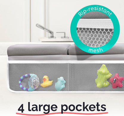 Baby Bath Kneeler and Elbow Rest Pad Set - Kneeling pad for Bathing Baby and Toddlers - Memory Foam Cushion - Holds Bath Accessories and Essentials - Comfort and Support for Your Knees