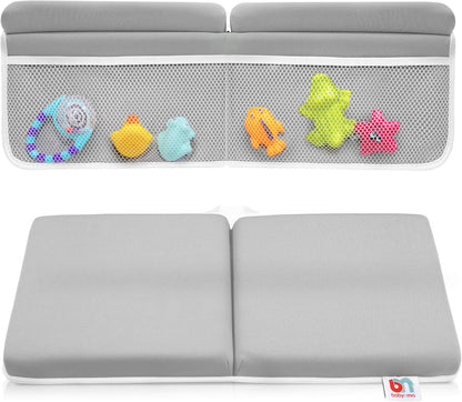 Baby Bath Kneeler and Elbow Rest Pad Set - Kneeling pad for Bathing Baby and Toddlers - Memory Foam Cushion - Holds Bath Accessories and Essentials - Comfort and Support for Your Knees