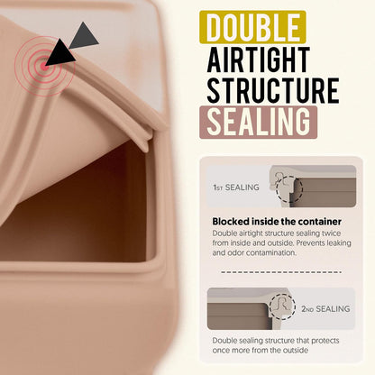 Silicone Baby Storage Container with Lid - 26oz 4 Compartment Stackable Meal Prep for Puree, Snacks, Kimbap & Sushi - Airtight, Microwave & Dishwasher Safe, Made in Korea, Brown