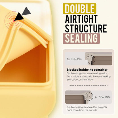 Silicone Baby Storage Container with Lid - 26oz 4 Compartment Stackable Meal Prep for Puree, Snacks, Kimbap & Sushi - Airtight, Microwave & Dishwasher Safe, Made in Korea, Brown