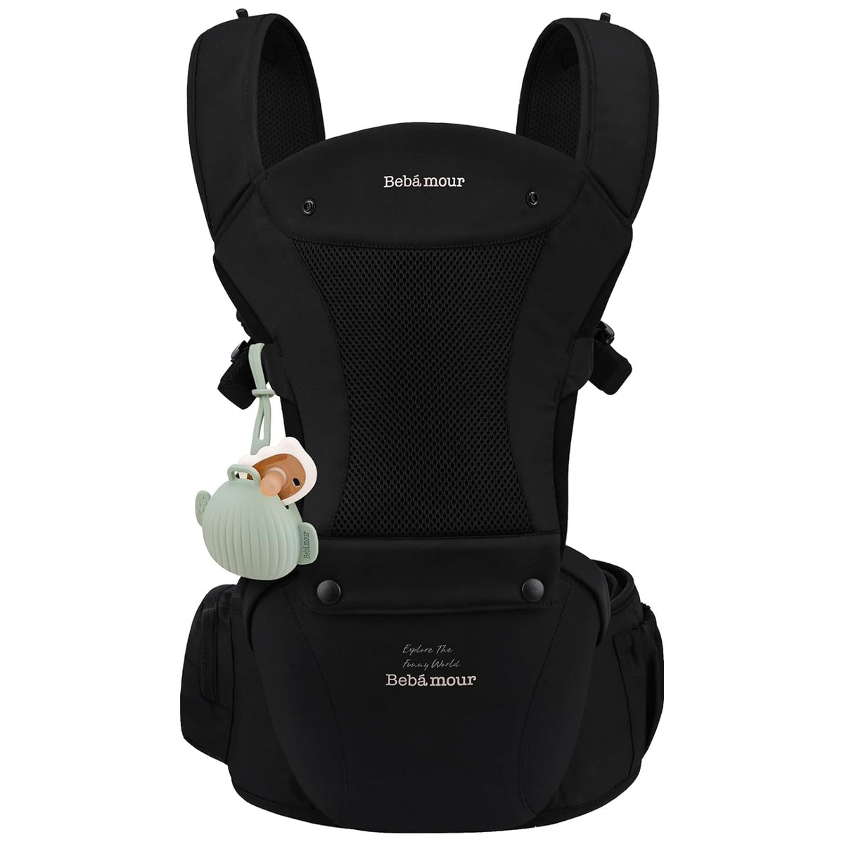 Baby Carrier with Hip Seat,All-Position Breathable Mesh Hip Seat & Carrier 0-36Months with Head Hood, 3 PCS Cotton Pads, Waist Extender,Storage Bag & Pacifier Case,Pink