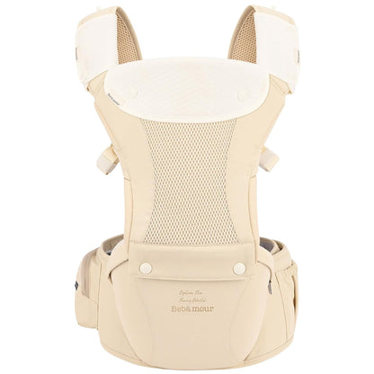 Baby Carrier with Hip Seat,All-Position Breathable Mesh Hip Seat & Carrier 0-36Months with Head Hood, 3 PCS Cotton Pads, Waist Extender,Storage Bag & Pacifier Case,Pink