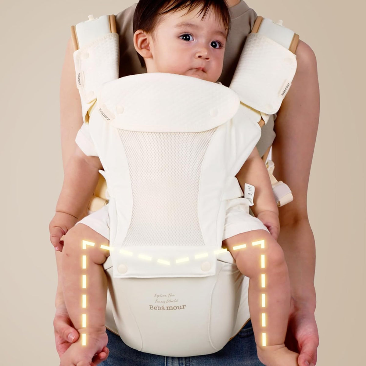 Baby Carrier with Hip Seat,All-Position Breathable Mesh Hip Seat & Carrier 0-36Months with Head Hood, 3 PCS Cotton Pads, Waist Extender,Storage Bag & Pacifier Case,Pink
