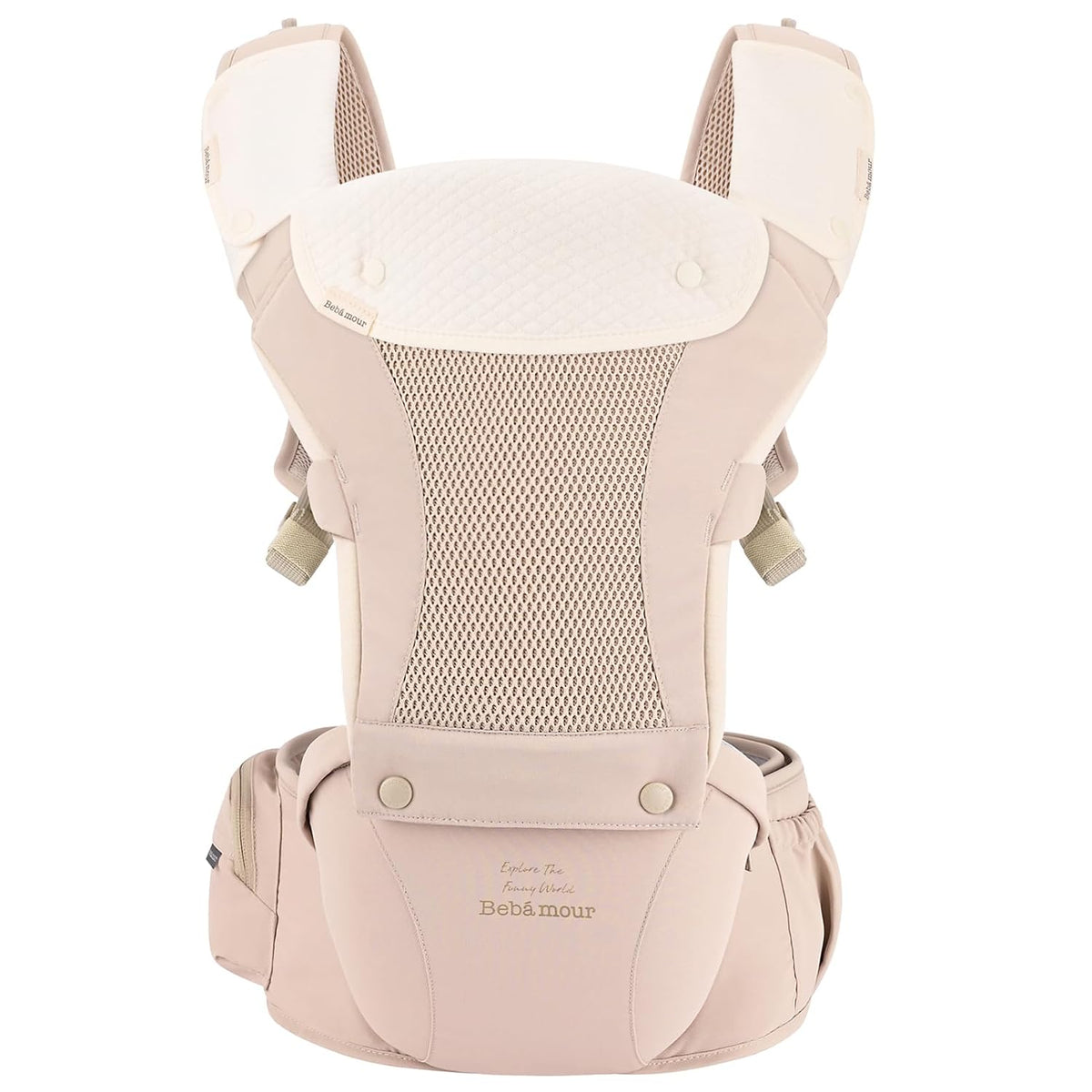 Baby Carrier with Hip Seat,All-Position Breathable Mesh Hip Seat & Carrier 0-36Months with Head Hood, 3 PCS Cotton Pads, Waist Extender,Storage Bag & Pacifier Case,Pink