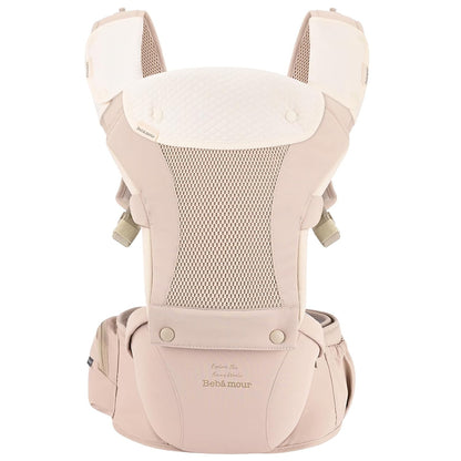 Baby Carrier with Hip Seat,All-Position Breathable Mesh Hip Seat & Carrier 0-36Months with Head Hood, 3 PCS Cotton Pads, Waist Extender,Storage Bag & Pacifier Case,Pink