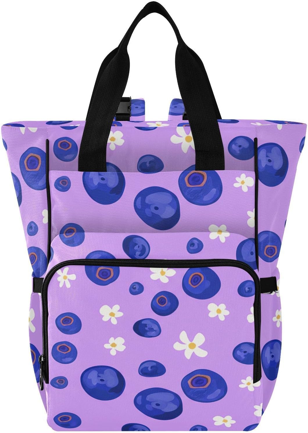 Diaper Bag Backpack, Multifunction Travel Bag for Moms Dads, Baby Changing Bag with Insulted Pockets, Stroller Straps and Side Bottle Pockets Berry Blossom Pattern