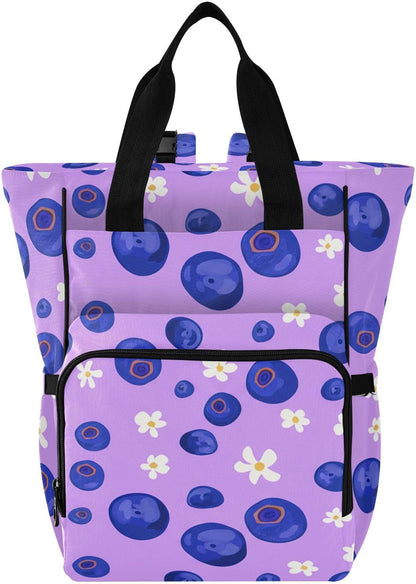 Diaper Bag Backpack, Multifunction Travel Bag for Moms Dads, Baby Changing Bag with Insulted Pockets, Stroller Straps and Side Bottle Pockets Berry Blossom Pattern