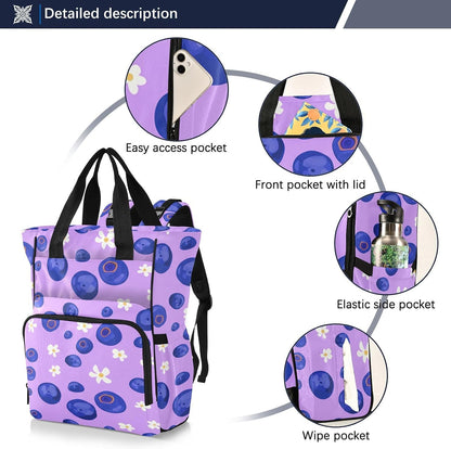 Diaper Bag Backpack, Multifunction Travel Bag for Moms Dads, Baby Changing Bag with Insulted Pockets, Stroller Straps and Side Bottle Pockets Berry Blossom Pattern