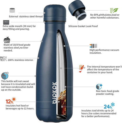 25 oz Insulated Stainless Steel Water Bottle, Metal Sports Flask | Double Wall Vacuum, Leak Proof, Keeps Hot/Cold, BPA Free, Dishwasher Safe, Cupholder Friendly, Travel, Lake Blue - Colors A