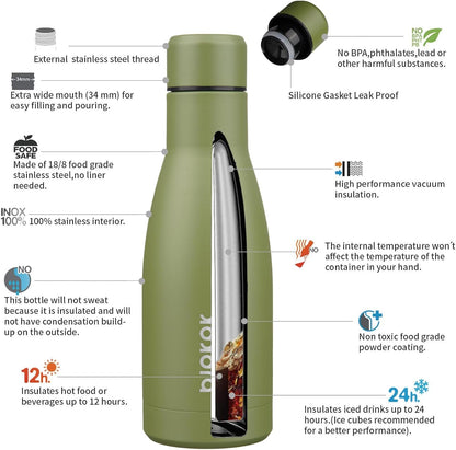 25 oz Insulated Stainless Steel Water Bottle, Metal Sports Flask | Double Wall Vacuum, Leak Proof, Keeps Hot/Cold, BPA Free, Dishwasher Safe, Cupholder Friendly, Travel, Lake Blue - Colors A