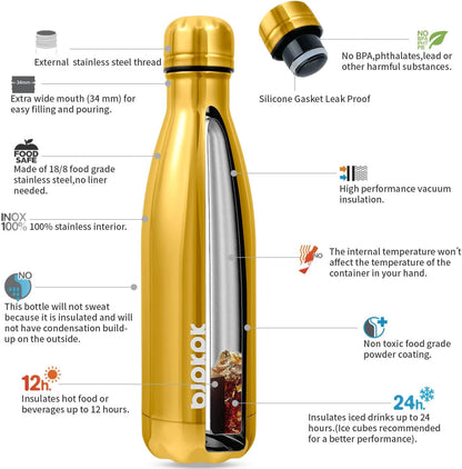 25 oz Insulated Stainless Steel Water Bottle, Metal Sports Flask | Double Wall Vacuum, Leak Proof, Keeps Hot/Cold, BPA Free, Dishwasher Safe, Cupholder Friendly, Travel, Lake Blue - Colors A
