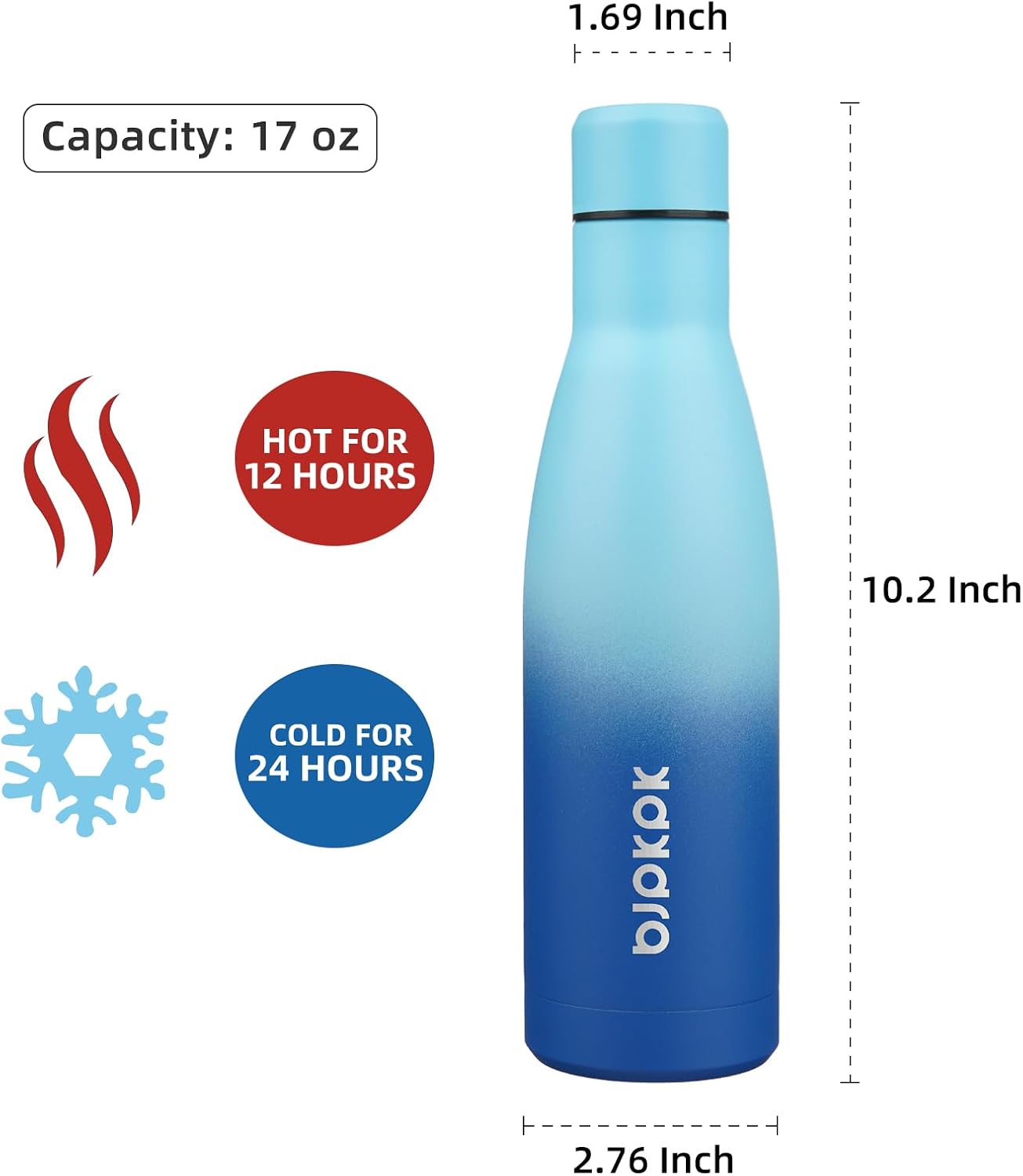 25 oz Insulated Stainless Steel Water Bottle, Metal Sports Flask | Double Wall Vacuum, Leak Proof, Keeps Hot/Cold, BPA Free, Dishwasher Safe, Cupholder Friendly, Travel, Lake Blue - Colors A