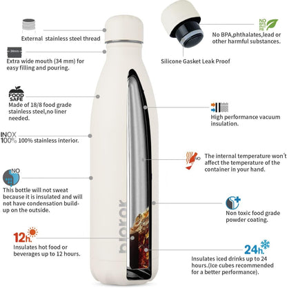 25 oz Insulated Stainless Steel Water Bottle, Metal Sports Flask | Double Wall Vacuum, Leak Proof, Keeps Hot/Cold, BPA Free, Dishwasher Safe, Cupholder Friendly, Travel, Lake Blue - Colors A