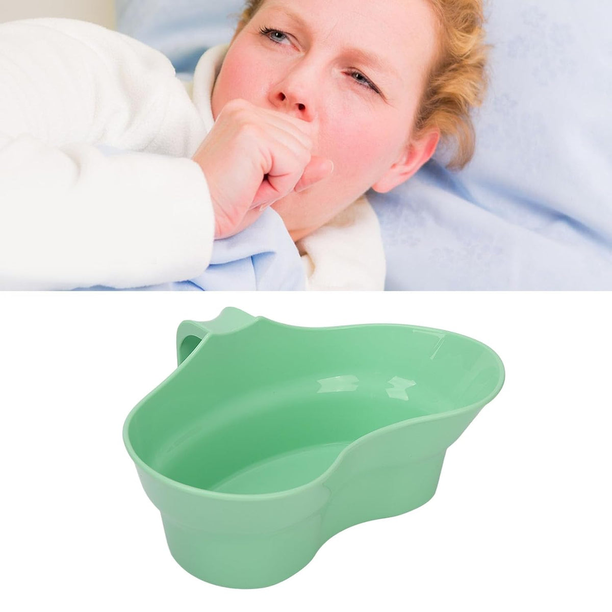 880ml Multi Use Basin with Handle Inward Curved Cup for Bedside Use Mouth Rinsing and Liquid Collection