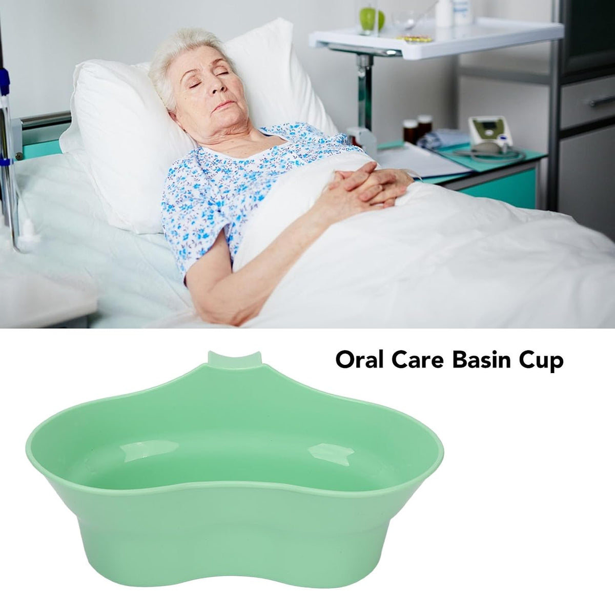880ml Multi Use Basin with Handle Inward Curved Cup for Bedside Use Mouth Rinsing and Liquid Collection