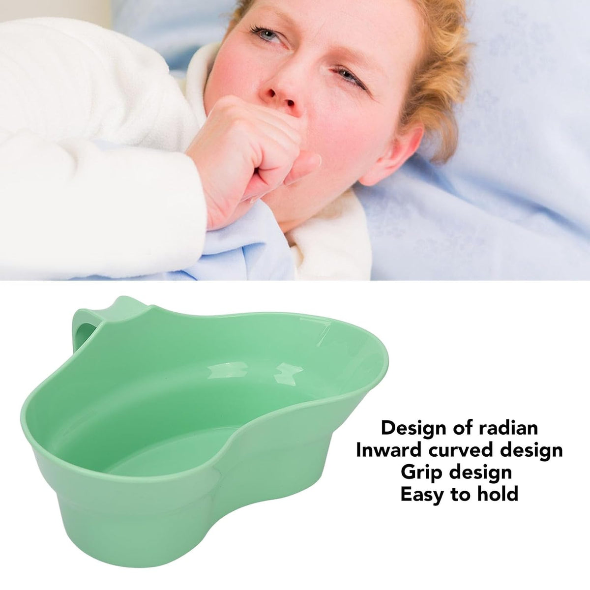 880ml Multi Use Basin with Handle Inward Curved Cup for Bedside Use Mouth Rinsing and Liquid Collection