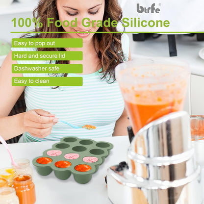 Silicone Baby Food Freezer Tray with Airtight Lid, 12 Pods x 1.5oz