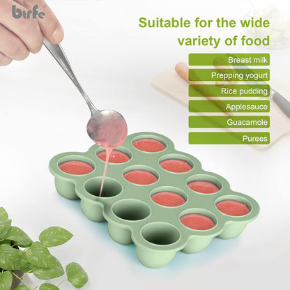 Silicone Baby Food Freezer Tray with Airtight Lid, 12 Pods x 1.5oz
