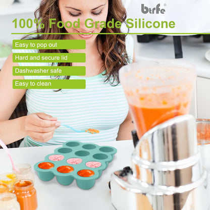 Silicone Baby Food Freezer Tray with Airtight Lid, 12 Pods x 1.5oz