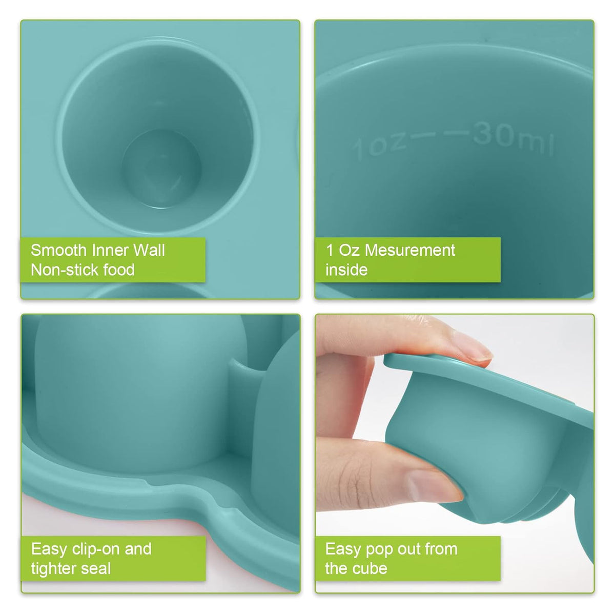 Silicone Baby Food Freezer Tray with Airtight Lid, 12 Pods x 1.5oz