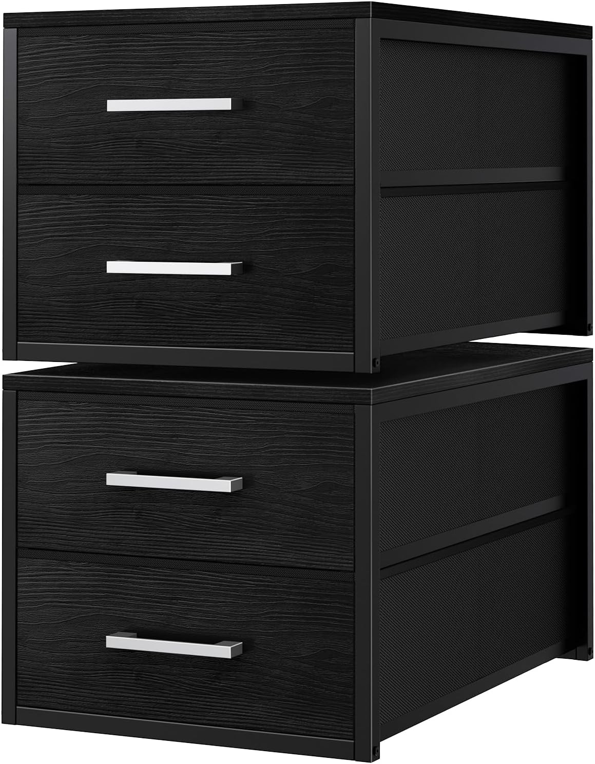 Stackable Storage Drawers Closet Organizers and Storage Fabric White 2 Drawer Dresser for Bedroom 2 Packs Modern
