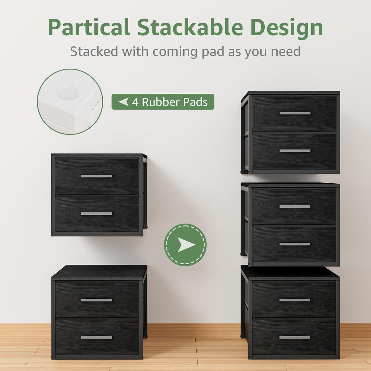 Stackable Storage Drawers Closet Organizers and Storage Fabric White 2 Drawer Dresser for Bedroom 2 Packs Modern