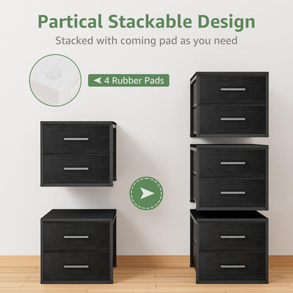 Stackable Storage Drawers Closet Organizers and Storage Fabric White 2 Drawer Dresser for Bedroom 2 Packs Modern