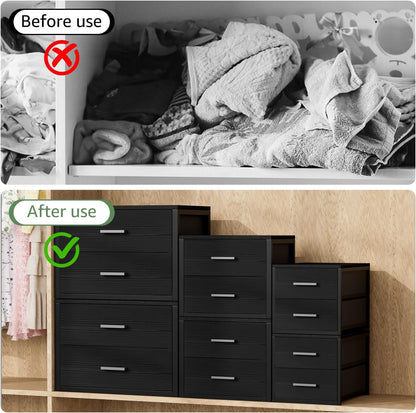 Stackable Storage Drawers Closet Organizers and Storage Fabric White 2 Drawer Dresser for Bedroom 2 Packs Modern