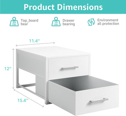 Stackable Storage Drawers Closet Organizers and Storage Fabric White 2 Drawer Dresser for Bedroom 2 Packs Modern