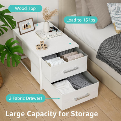 Stackable Storage Drawers Closet Organizers and Storage Fabric White 2 Drawer Dresser for Bedroom 2 Packs Modern
