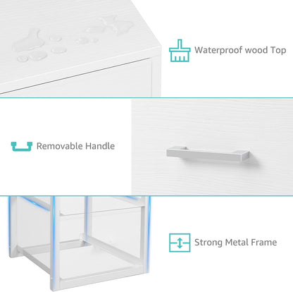Stackable Storage Drawers Closet Organizers and Storage Fabric White 2 Drawer Dresser for Bedroom 2 Packs Modern