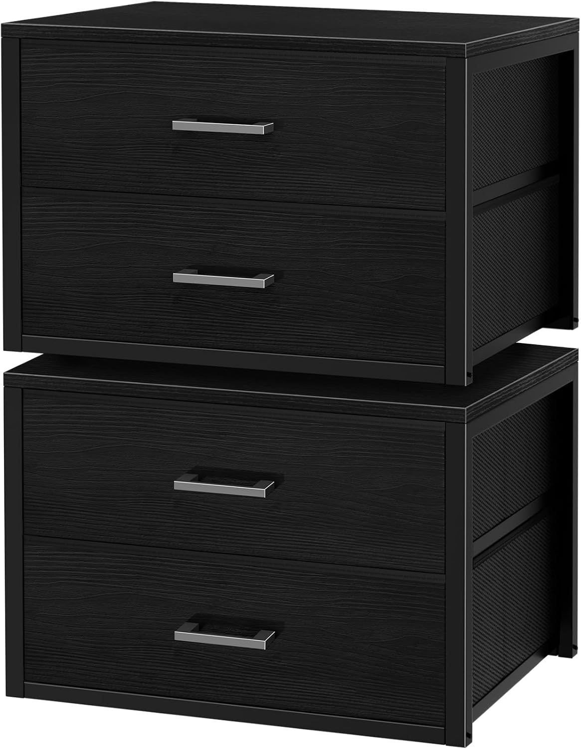 Stackable Storage Drawers Closet Organizers and Storage Fabric White 2 Drawer Dresser for Bedroom 2 Packs Modern