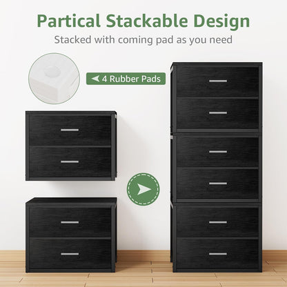 Stackable Storage Drawers Closet Organizers and Storage Fabric White 2 Drawer Dresser for Bedroom 2 Packs Modern