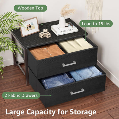 Stackable Storage Drawers Closet Organizers and Storage Fabric White 2 Drawer Dresser for Bedroom 2 Packs Modern