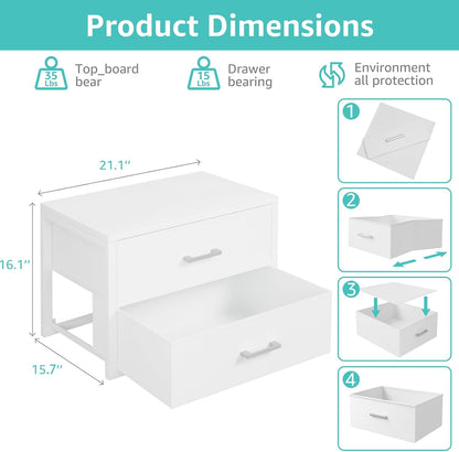 Stackable Storage Drawers Closet Organizers and Storage Fabric White 2 Drawer Dresser for Bedroom 2 Packs Modern