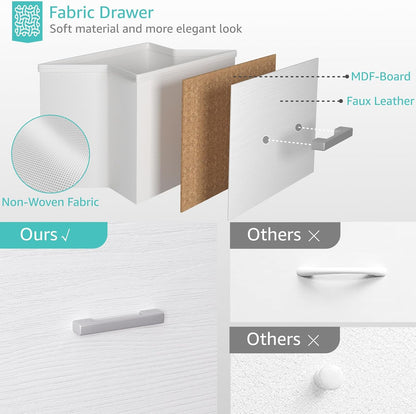 Stackable Storage Drawers Closet Organizers and Storage Fabric White 2 Drawer Dresser for Bedroom 2 Packs Modern